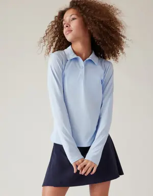 Girl School Day Long Sleeve Polo blue