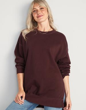 Old Navy Oversized Boyfriend Garment-Dyed Tunic Sweatshirt for Women red