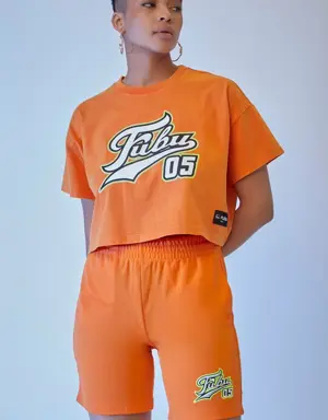Forever 21 Embroidered FUBU Mesh Shorts Orange/Multi