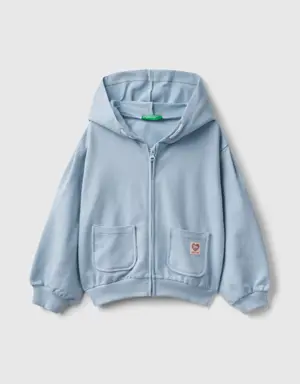 zip-up sweatshirt in stretch organic cotton