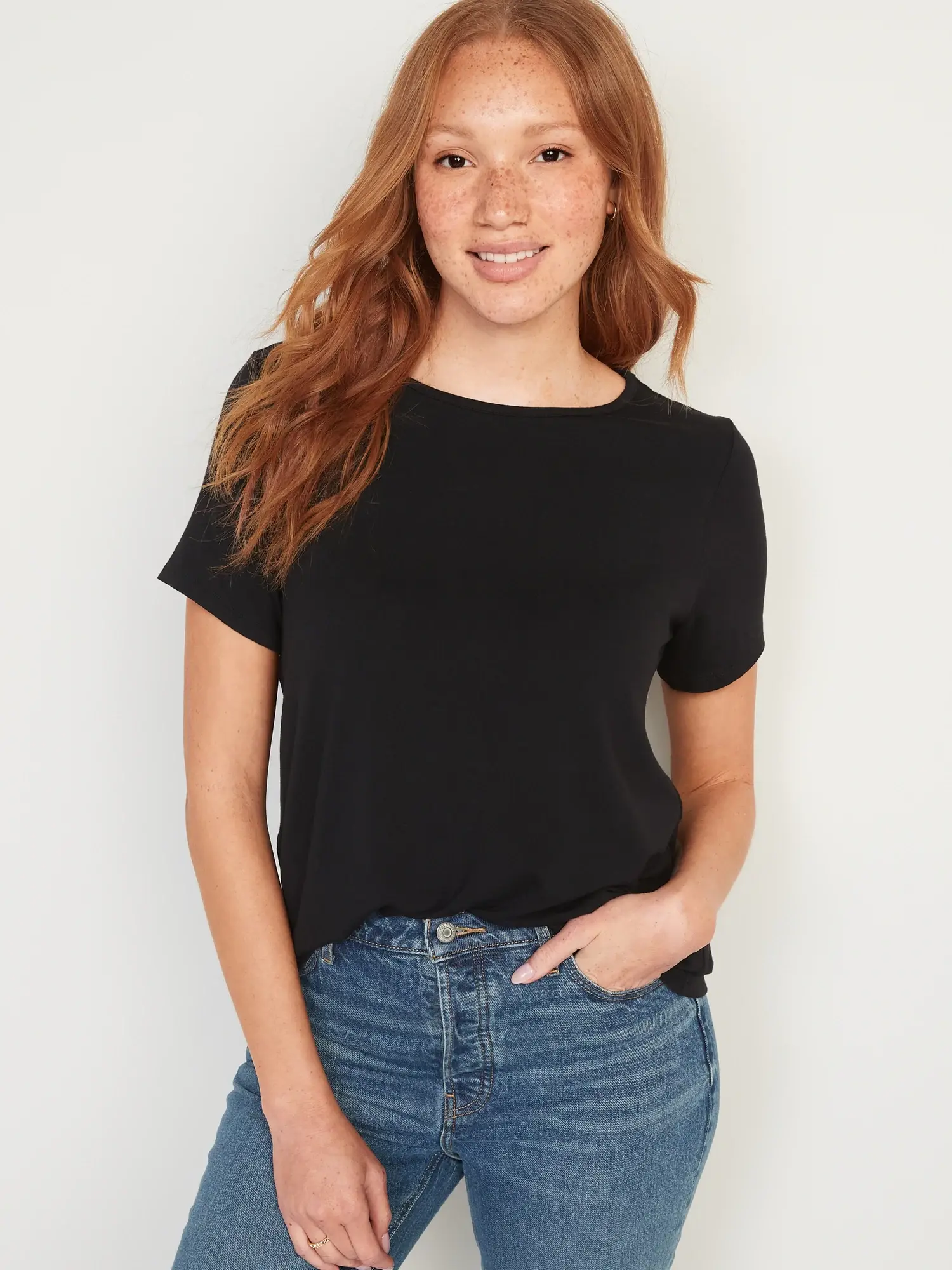 Old Navy Luxe Crew-Neck T-Shirt black. 1