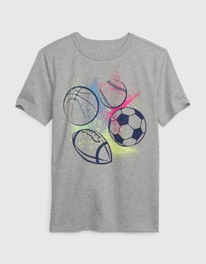 Gap Kids 100% Organic Cotton Graphic T-Shirt gray