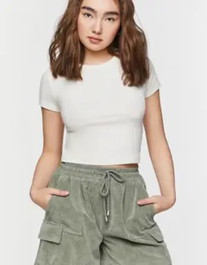 Forever 21 Corduroy Drawstring Bermuda Shorts Tea