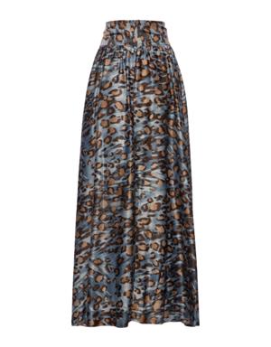 Patterned Flared Long Skirt
