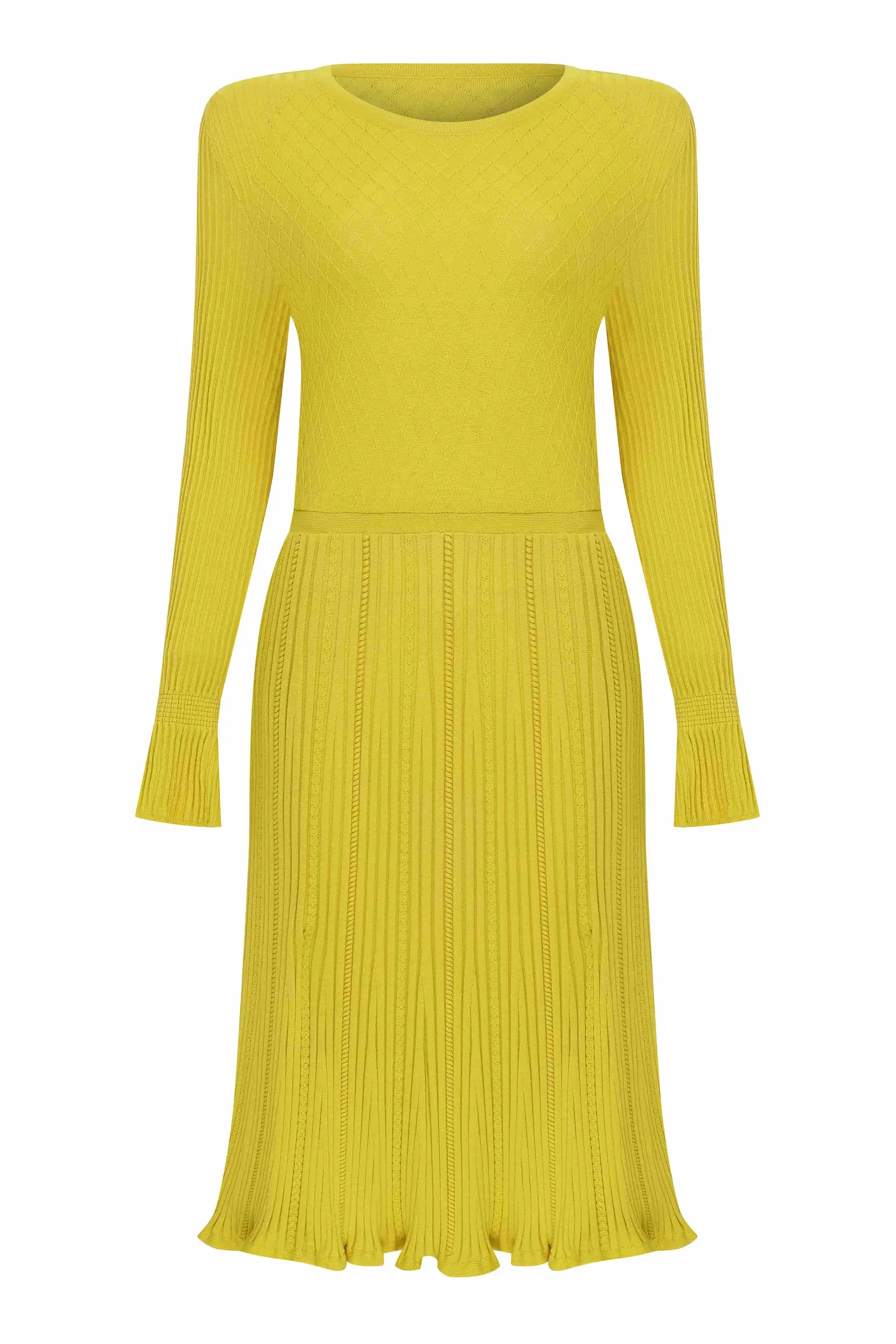 Roman Sunshine Yellow Knitwear Dress - 1 / Yellow. 1