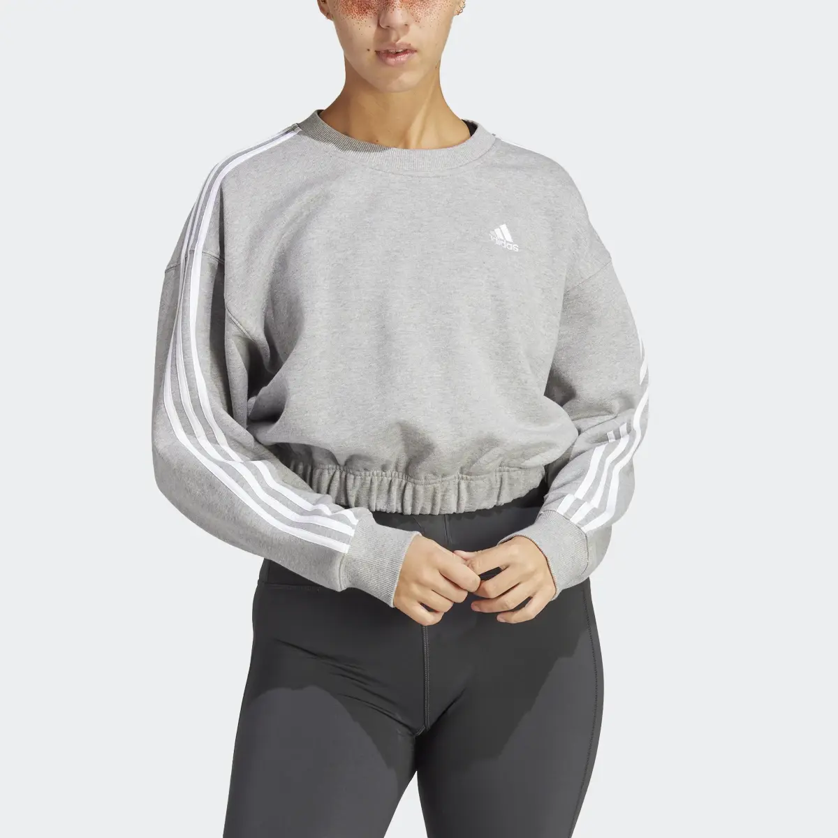 Adidas Essentials 3-Stripes Crop Sweatshirt. 1