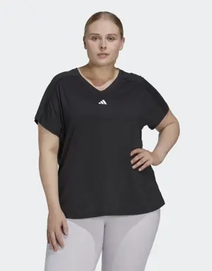 AEROREADY Train Essentials Minimal Branding V-Neck Tee (Plus Size)