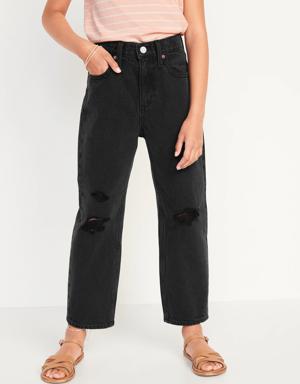 High-Waisted Slouchy Straight Black-Wash Jeans for Girls multi