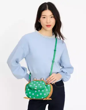 Lily Polka Dot Wicker 3D Frog Crossbody