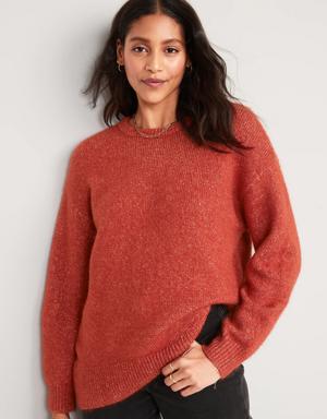 Cozy Plush-Yarn Cocoon Tunic Sweater for Women multi