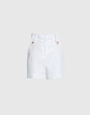 Lace Detailed Ecru Shorts