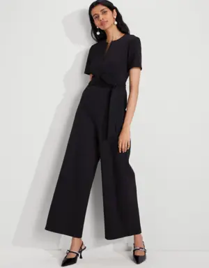 Ponte Split-neck Jumpsuit