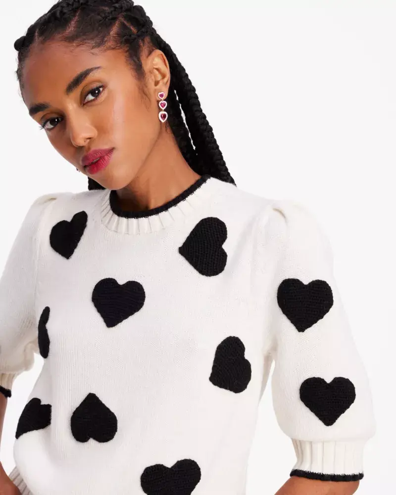 Kate Spade Scattered Hearts Crochet Sweater. 1