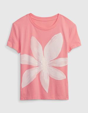 Kids 100% Organic Cotton Interactive Graphic T-Shirt pink