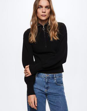 Pull-over fermeture Éclair manches bouffantes