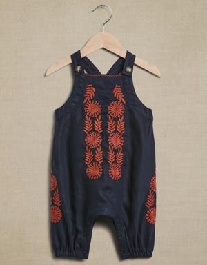 Embroidered Romper for Baby blue