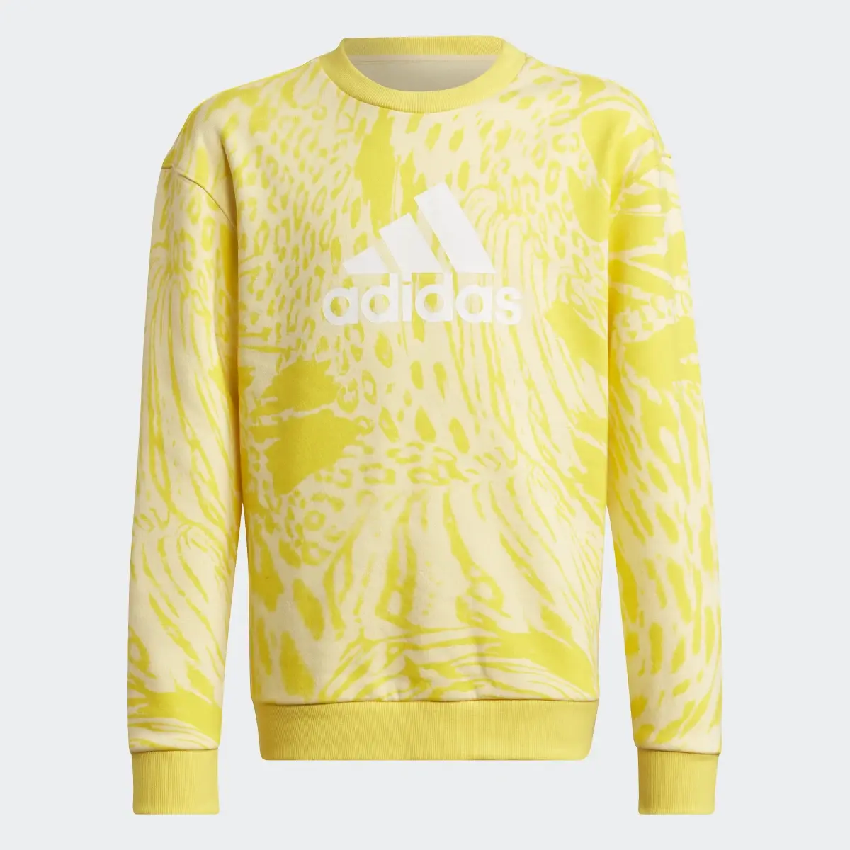 Adidas Future Icons Hybrid Animal Print Cotton Loose Sweatshirt. 1