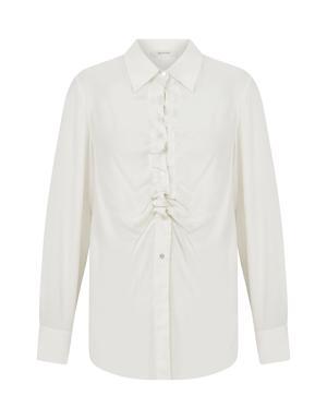 Cream Pleated Placket Shirt