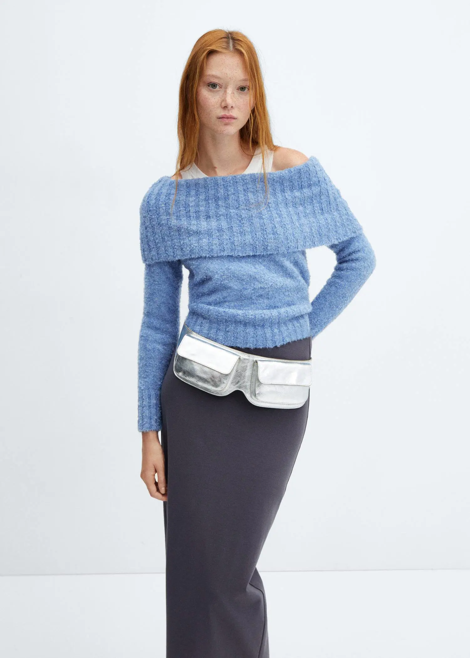 Mango Off-the-shoulder knitted sweater. 1