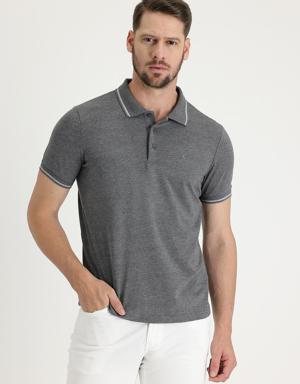 Polo Yaka Slim Fit Nakışlı Süprem Tişört