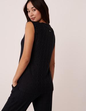 Cable Knit Cap Sleeve Shirt