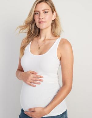 Old Navy Maternity First-Layer Rib-Knit Side-Shirred Tank Top white