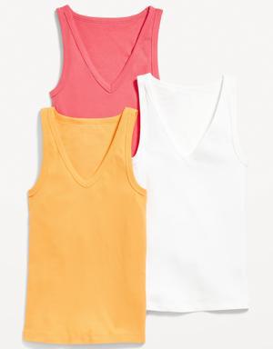Slim-Fit First Layer Rib-Knit Tank Top 3-Pack for Women pink