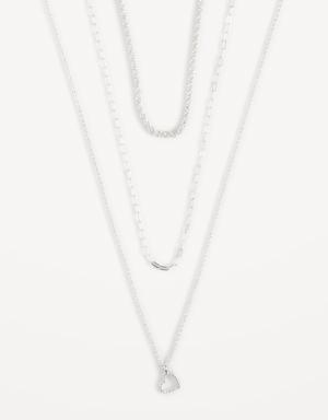 Silver-Plated Chain Layer Pendant Necklace for Women silver