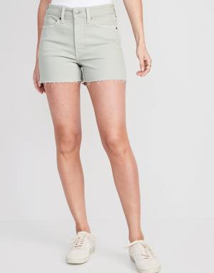 High-Waisted OG Straight Pop-Color Jean Cut-Off Shorts for Women -- 3-inch inseam gray