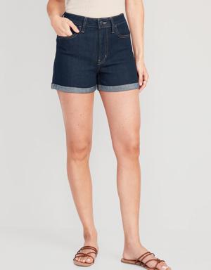 High-Waisted OG Straight Jean Shorts for Women -- 3-inch inseam blue