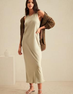 Petite Bias-Cut Midi Dress gray