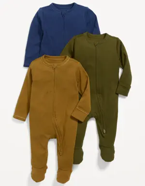 Old Navy 3-Pack Unisex 2-Way-Zip Sleep & Play Footed One-Piece for Baby multi