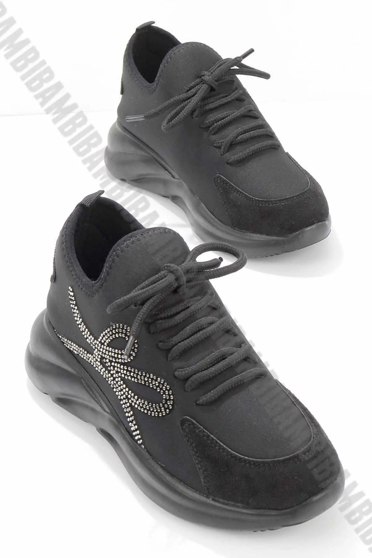 Bambi Siyah Streç Kadın Sneaker K01212021817. 2