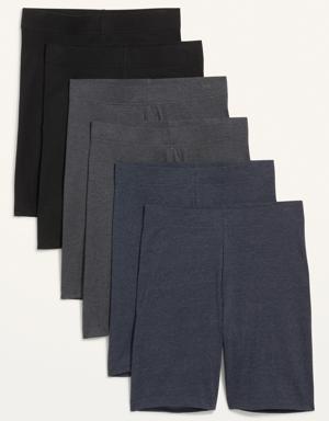 High-Waisted Biker Shorts 6-Pack for Women -- 8-inch inseam blue