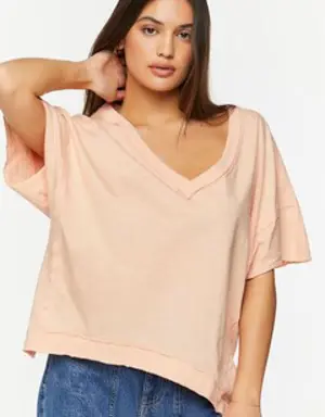 Forever 21 V Neck Drop Sleeve Top Tropical Peach