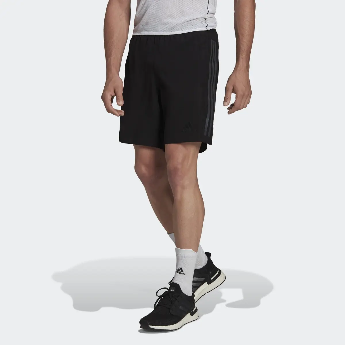 Adidas Run Icon Full Reflective 3-Stripes Shorts. 1