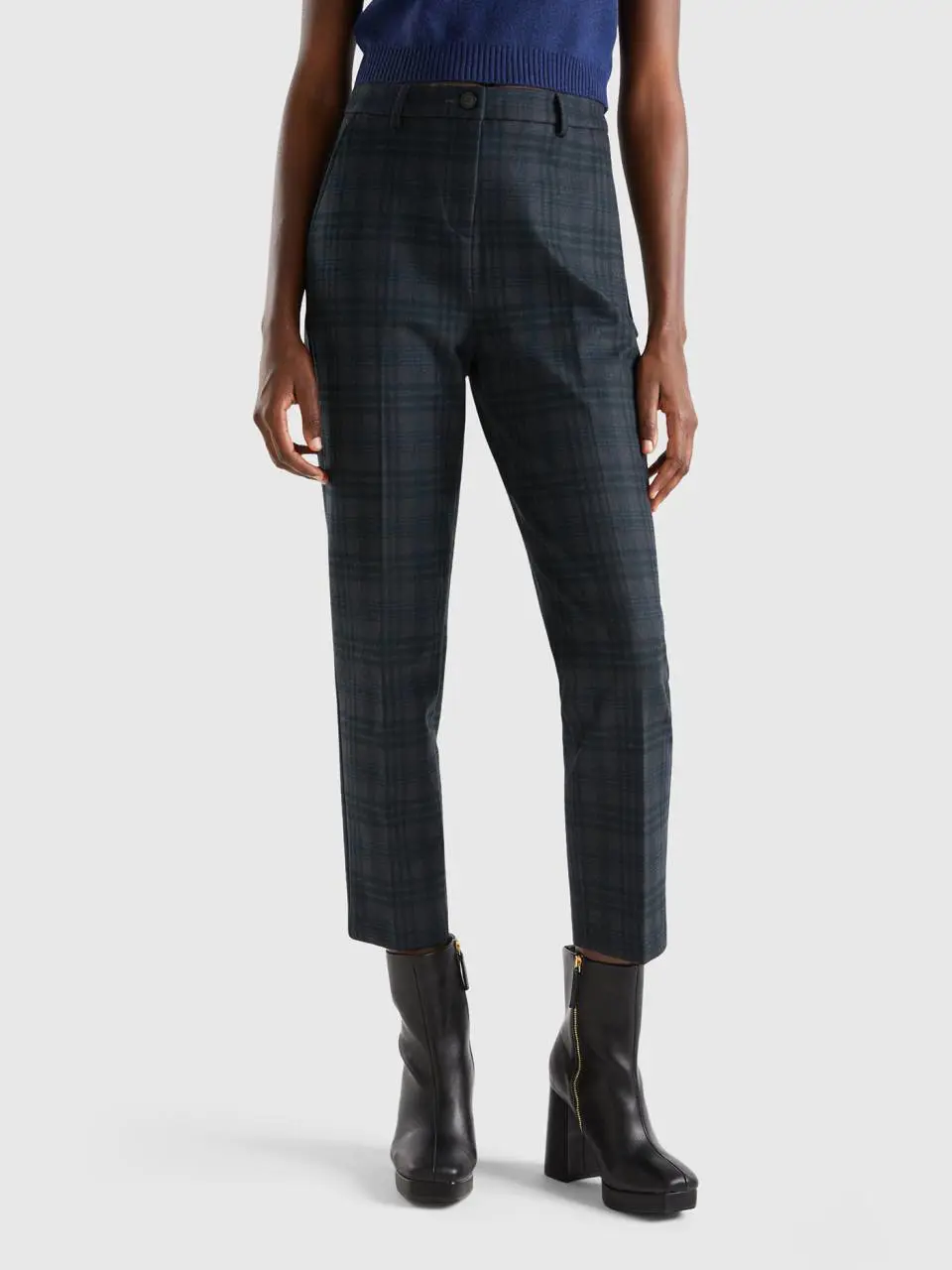 Benetton straight check trousers. 1
