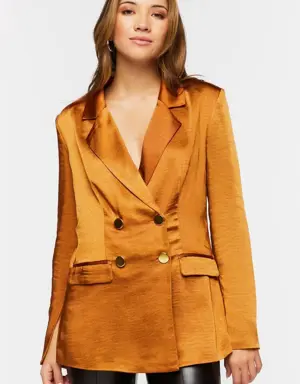 Forever 21 Satin Split Sleeve Blazer Root Beer