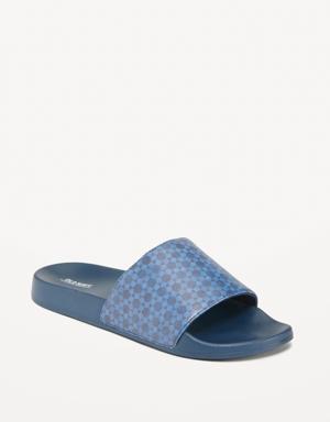 Printed Sugarcane-Based Slide Sandals for Men (Partially Plant-Based) blue