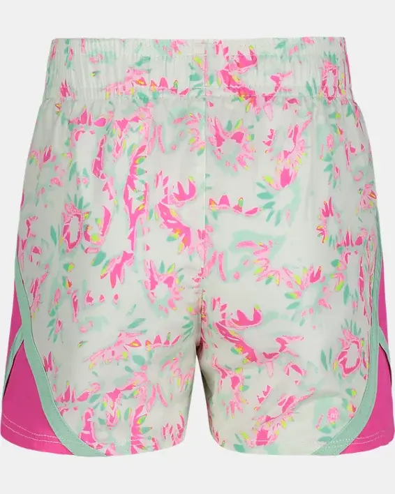 Under Armour Little Girls' UA Fly-By Solarized Floral Shorts. 2