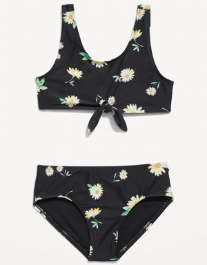 Tie-Front Bikini Swim Set for Girls black