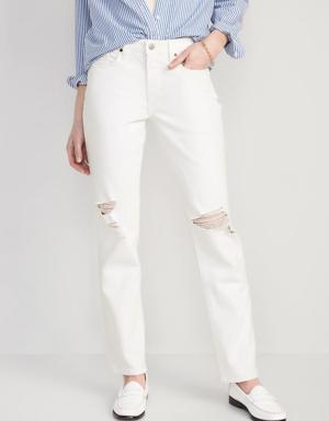 High-Waisted OG Straight White-Wash Ripped Jeans for Women white