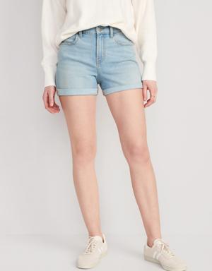 Mid-Rise Wow Jean Shorts for Women -- 3-inch inseam blue