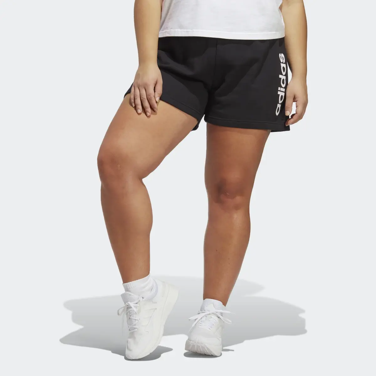 Adidas Essentials Linear French Terry Shorts (Plus Size). 1