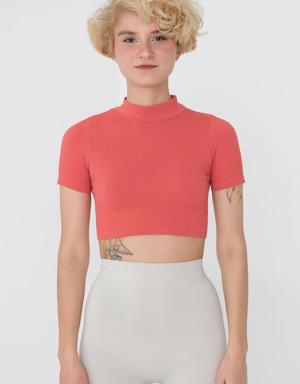 Dik Yaka Kısa Kollu Seamless Crop Bluz