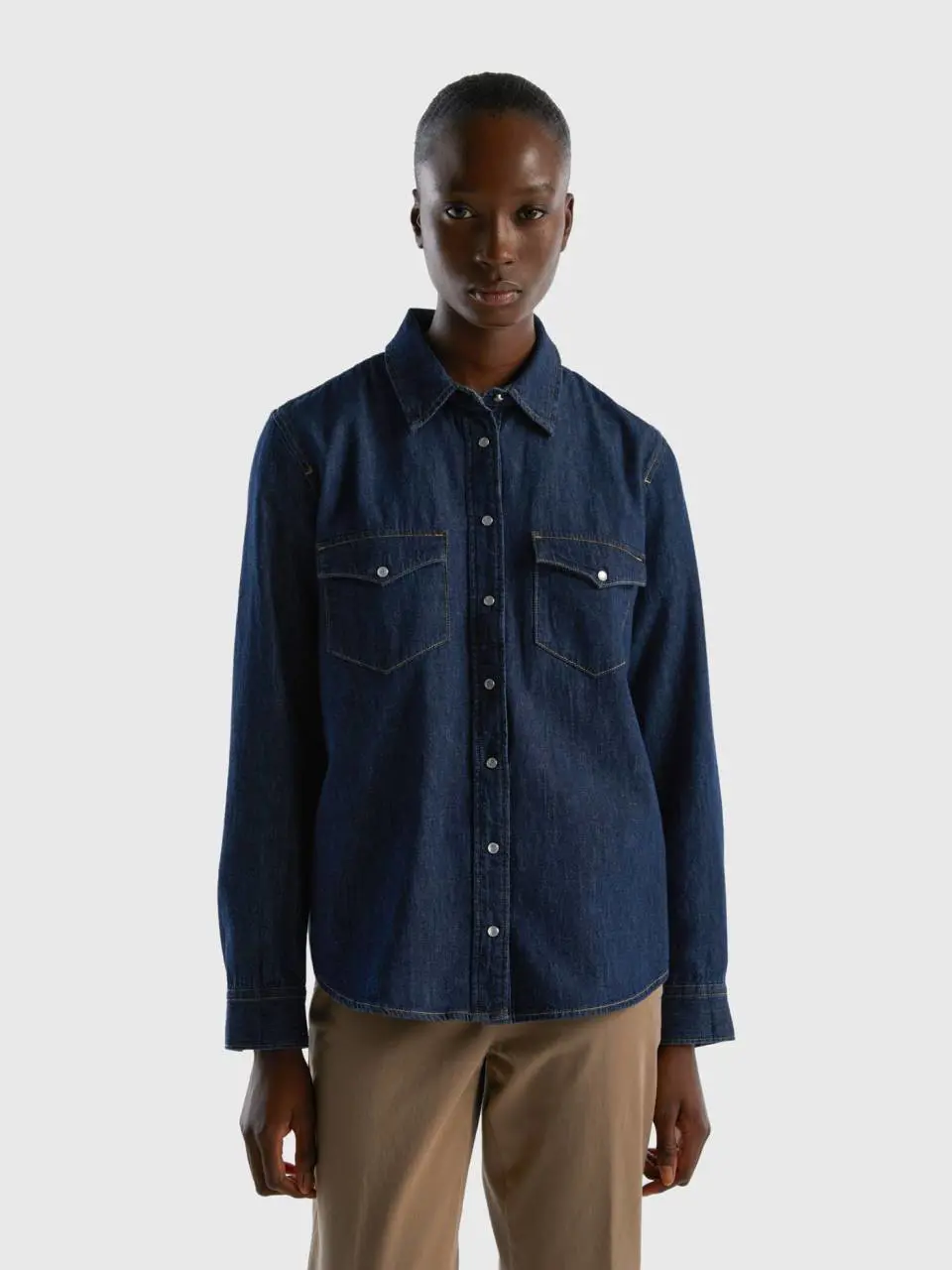 Benetton regular fit denim shirt. 1