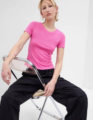 Mini Rib Cropped T-Shirt pink