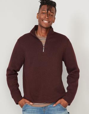 Sweater-Fleece Mock-Neck Quarter-Zip Sweatshirt for Men red