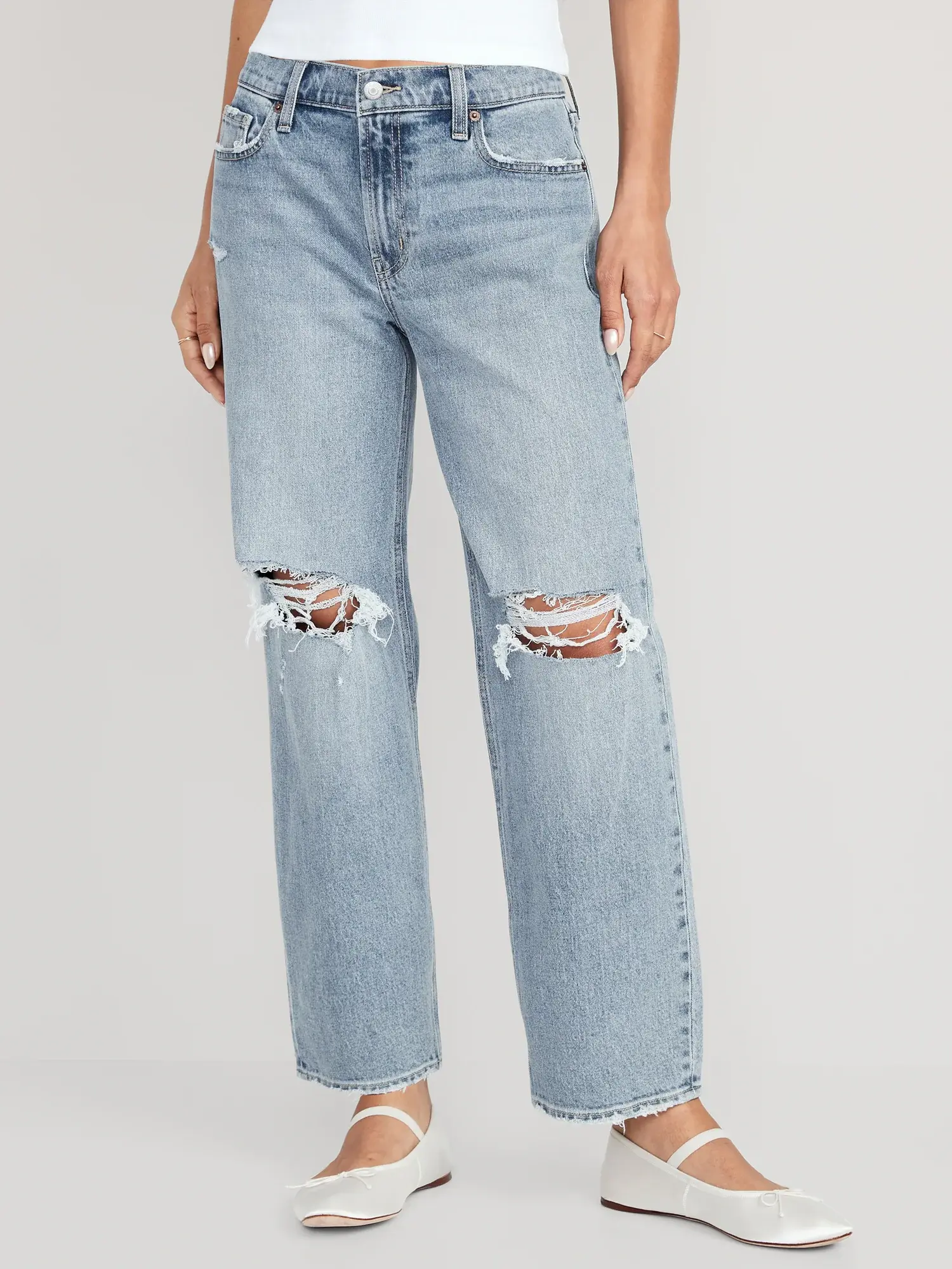 Old Navy Mid-Rise Boyfriend Loose Jeans blue. 1