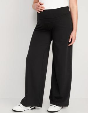 Maternity Rollover-Waist PowerChill Wide-Leg Pants black